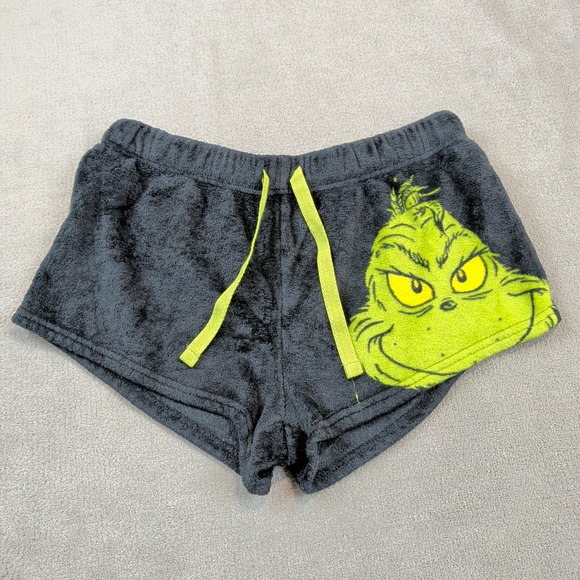 Dr. Seuss The Grinch Pajama Shorts Size S Women Black Plush Fleece Holiday Sleep — photo 2